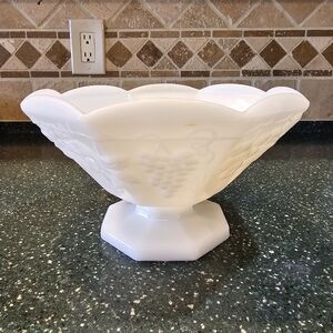 Vintage milk glass pedestal bowl
